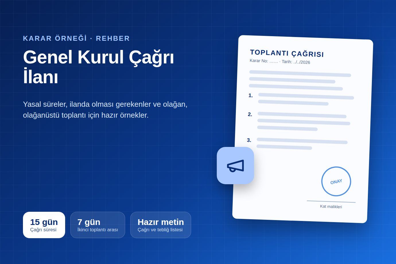 Apartman Genel Kurul Çağrı İlanı Örneği