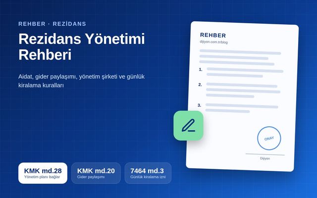 Rezidans lobisinde resepsiyon ve concierge masası, arka planda asansör holü