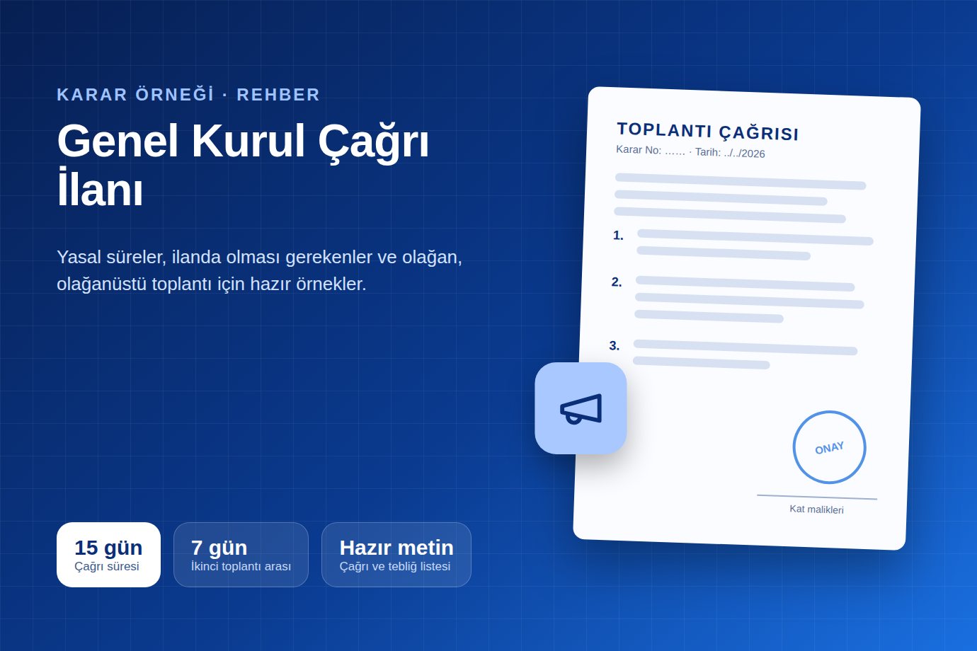 Apartman genel kurul çağrı ilanı örneği