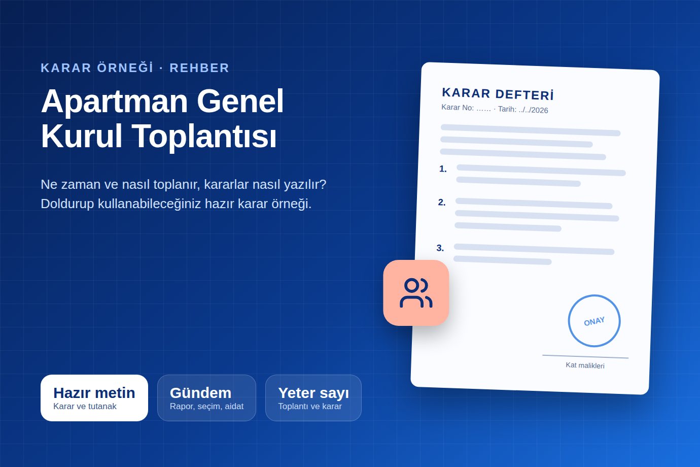 Apartman genel kurul toplantısı karar örneği