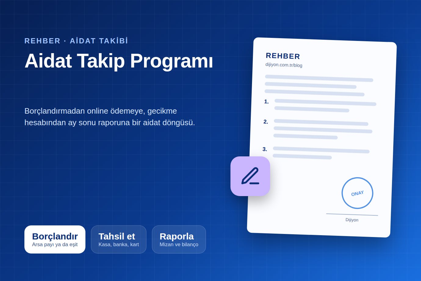 Site yöneticisi aidat takip programında borçlandırma ve tahsilat ekranını inceliyor