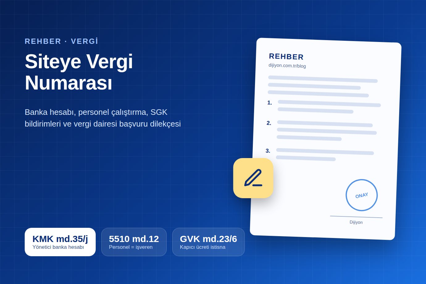 Site yönetimi için vergi kimlik numarası başvurusu