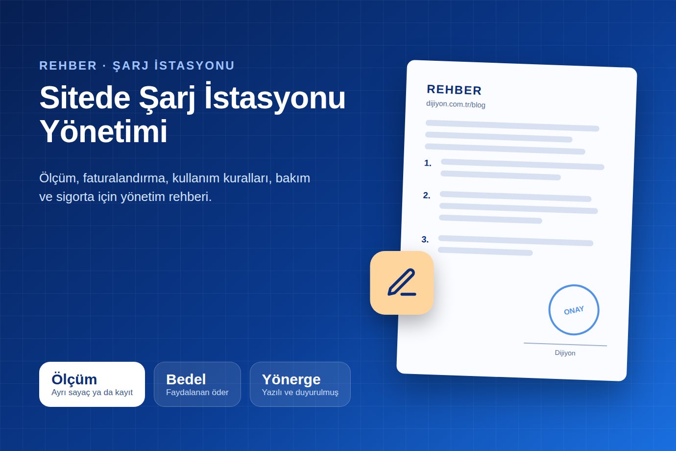 Site otoparkında şarj olan elektrikli araç ve şarj ünitesi